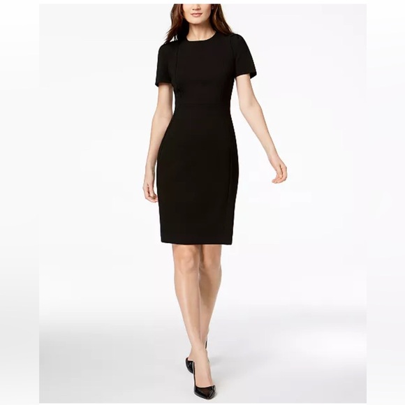 Calvin Klein Seamed Scuba Crepe Sheath Dress - Picture 1 of 6